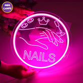 Nails Circle Frame Neon Sign